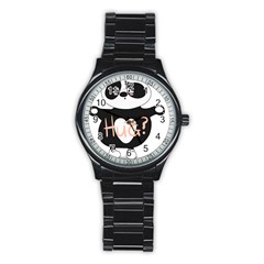 Panda Hug Sorry Cute Cute Bear Stainless Steel Round Watch by Simbadda