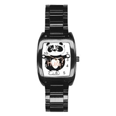 Panda Hug Sorry Cute Cute Bear Stainless Steel Barrel Watch by Simbadda