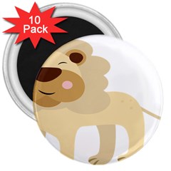 Lion Cute Sketch Funny 3  Magnets (10 pack) 