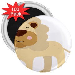 Lion Cute Sketch Funny 3  Magnets (100 pack)