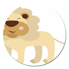 Lion Cute Sketch Funny Magnet 5  (round) by Simbadda