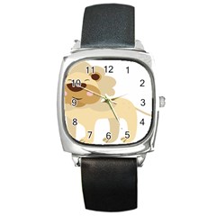 Lion Cute Sketch Funny Square Metal Watch