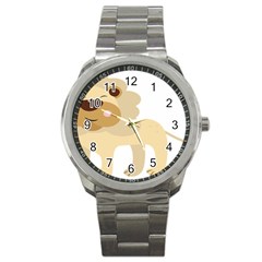 Lion Cute Sketch Funny Sport Metal Watch