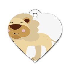 Lion Cute Sketch Funny Dog Tag Heart (Two Sides)