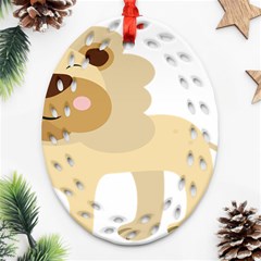 Lion Cute Sketch Funny Ornament (Oval Filigree)