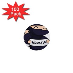 Ninja Baby Parent Cartoon Japan 1  Mini Buttons (100 Pack)  by Simbadda