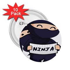 Ninja Baby Parent Cartoon Japan 2 25  Buttons (10 Pack)  by Simbadda