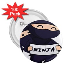 Ninja Baby Parent Cartoon Japan 2 25  Buttons (100 Pack)  by Simbadda