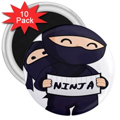 Ninja Baby Parent Cartoon Japan 3  Magnets (10 Pack)  by Simbadda