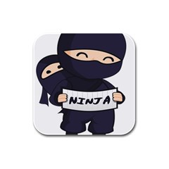 Ninja Baby Parent Cartoon Japan Rubber Square Coaster (4 Pack)  by Simbadda