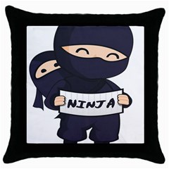 Ninja Baby Parent Cartoon Japan Throw Pillow Case (black) by Simbadda