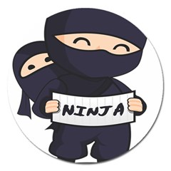 Ninja Baby Parent Cartoon Japan Magnet 5  (round) by Simbadda