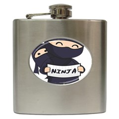 Ninja Baby Parent Cartoon Japan Hip Flask (6 Oz) by Simbadda