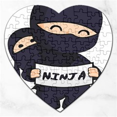 Ninja Baby Parent Cartoon Japan Jigsaw Puzzle (heart) by Simbadda