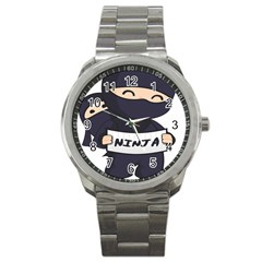 Ninja Baby Parent Cartoon Japan Sport Metal Watch by Simbadda