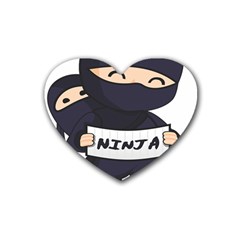 Ninja Baby Parent Cartoon Japan Rubber Coaster (heart)  by Simbadda