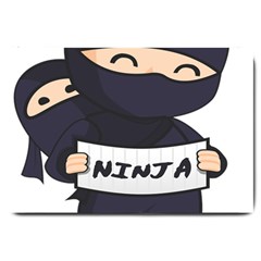 Ninja Baby Parent Cartoon Japan Large Doormat  by Simbadda