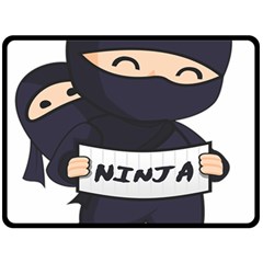 Ninja Baby Parent Cartoon Japan Fleece Blanket (large)  by Simbadda