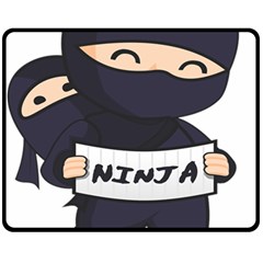 Ninja Baby Parent Cartoon Japan Fleece Blanket (medium)  by Simbadda