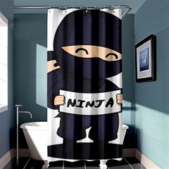 Ninja Baby Parent Cartoon Japan Shower Curtain 36  X 72  (stall)  by Simbadda