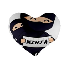 Ninja Baby Parent Cartoon Japan Standard 16  Premium Flano Heart Shape Cushions