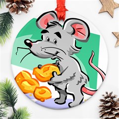 Mouse Cheese Tail Rat Hole Ornament (round) by Simbadda