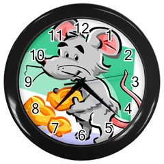 Mouse Cheese Tail Rat Hole Wall Clocks (black) by Simbadda