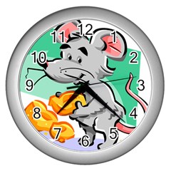 Mouse Cheese Tail Rat Hole Wall Clocks (silver)  by Simbadda