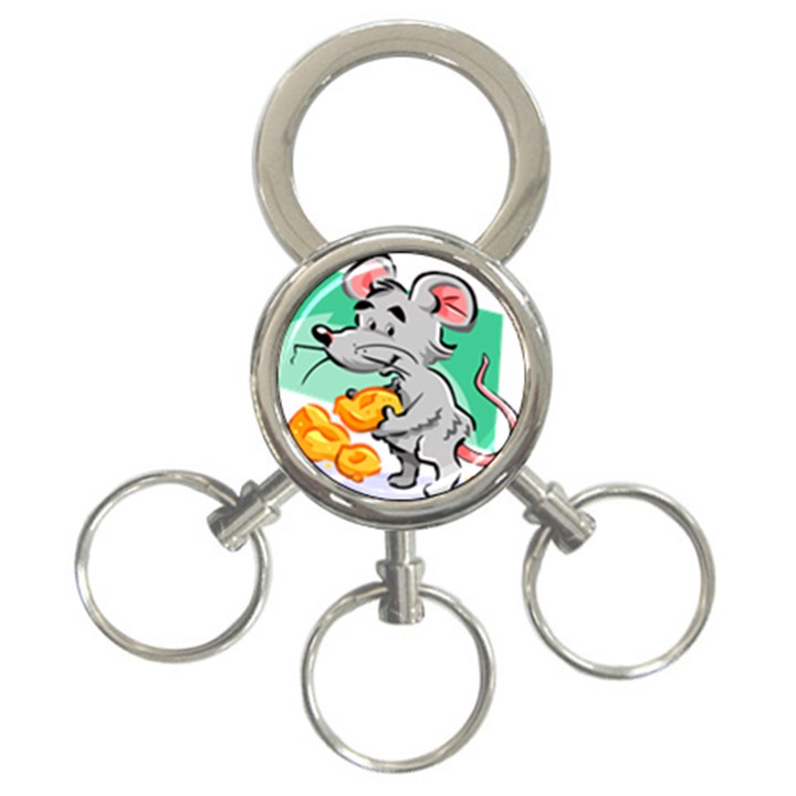 Mouse Cheese Tail Rat Hole 3-Ring Key Chains