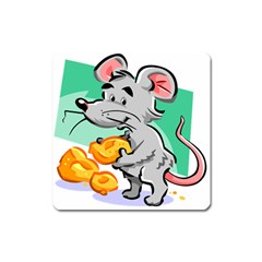 Mouse Cheese Tail Rat Hole Square Magnet by Simbadda