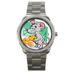 Mouse Cheese Tail Rat Hole Sport Metal Watch by Simbadda