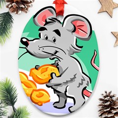 Mouse Cheese Tail Rat Hole Oval Ornament (two Sides) by Simbadda