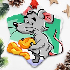 Mouse Cheese Tail Rat Hole Ornament (snowflake) by Simbadda