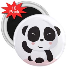 Panda Bear Funny Cute 3  Magnets (10 Pack)  by Simbadda