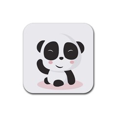 Panda Bear Funny Cute Rubber Coaster (square)  by Simbadda