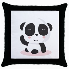 Panda Bear Funny Cute Throw Pillow Case (black) by Simbadda