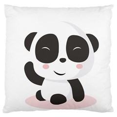 Panda Bear Funny Cute Large Flano Cushion Case (one Side) by Simbadda