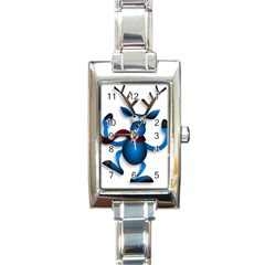 Reindeer Dancing Blue Christmas Rectangle Italian Charm Watch