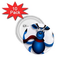 Reindeer Dancing Blue Christmas 1.75  Buttons (10 pack)