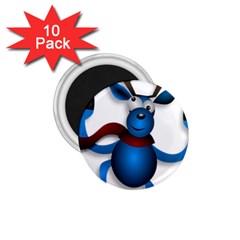 Reindeer Dancing Blue Christmas 1.75  Magnets (10 pack) 