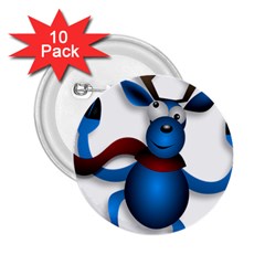 Reindeer Dancing Blue Christmas 2.25  Buttons (10 pack) 