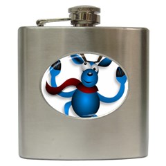 Reindeer Dancing Blue Christmas Hip Flask (6 oz)