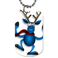 Reindeer Dancing Blue Christmas Dog Tag (Two Sides)