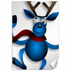 Reindeer Dancing Blue Christmas Canvas 12  x 18  