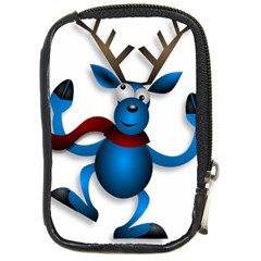 Reindeer Dancing Blue Christmas Compact Camera Cases