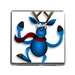 Reindeer Dancing Blue Christmas Memory Card Reader (square) by Simbadda