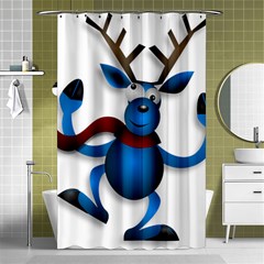 Reindeer Dancing Blue Christmas Shower Curtain 48  x 72  (Small) 