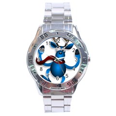 Reindeer Dancing Blue Christmas Stainless Steel Analogue Watch