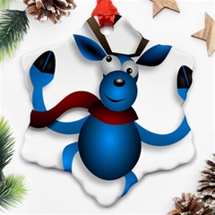 Reindeer Dancing Blue Christmas Ornament (Snowflake)