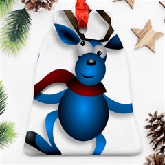 Reindeer Dancing Blue Christmas Bell Ornament (Two Sides)